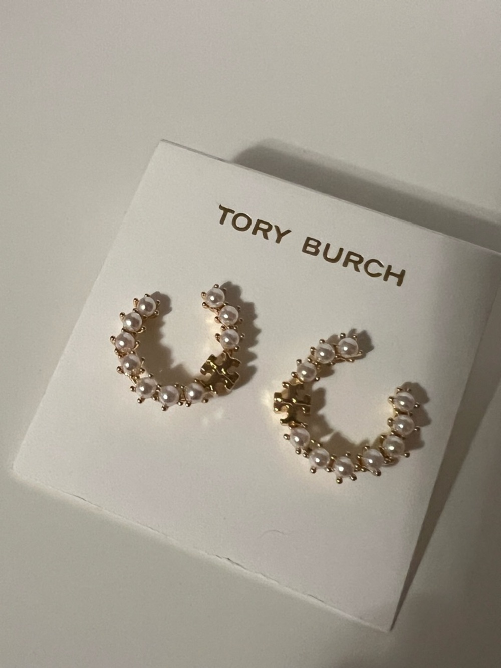 Gold Hoop Earrings with Pearl Accents